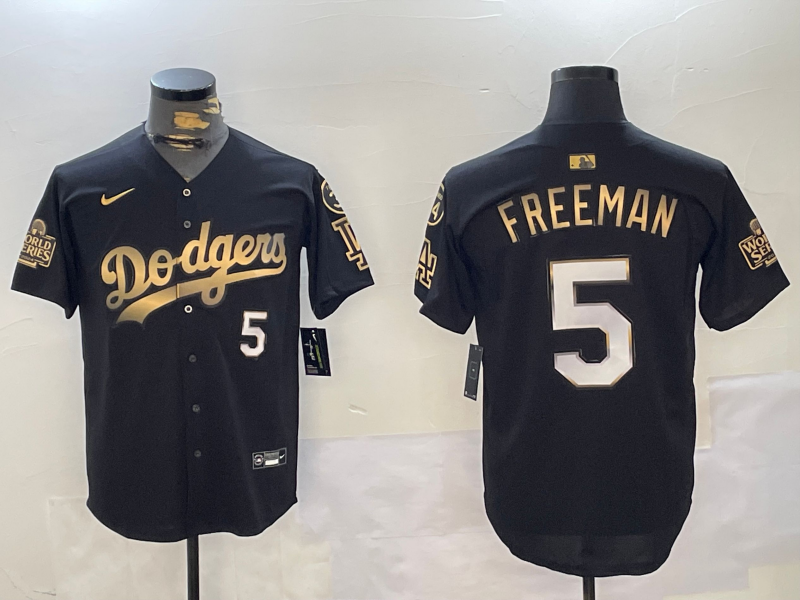 Men's Los Angeles Dodgers Freddie Freeman #5 Black Jersey